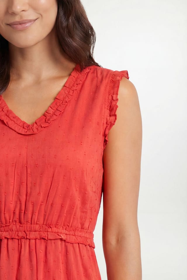 Wallis Wallis Women's Summer Cotton Dobby Maxi Dress in Red - 3