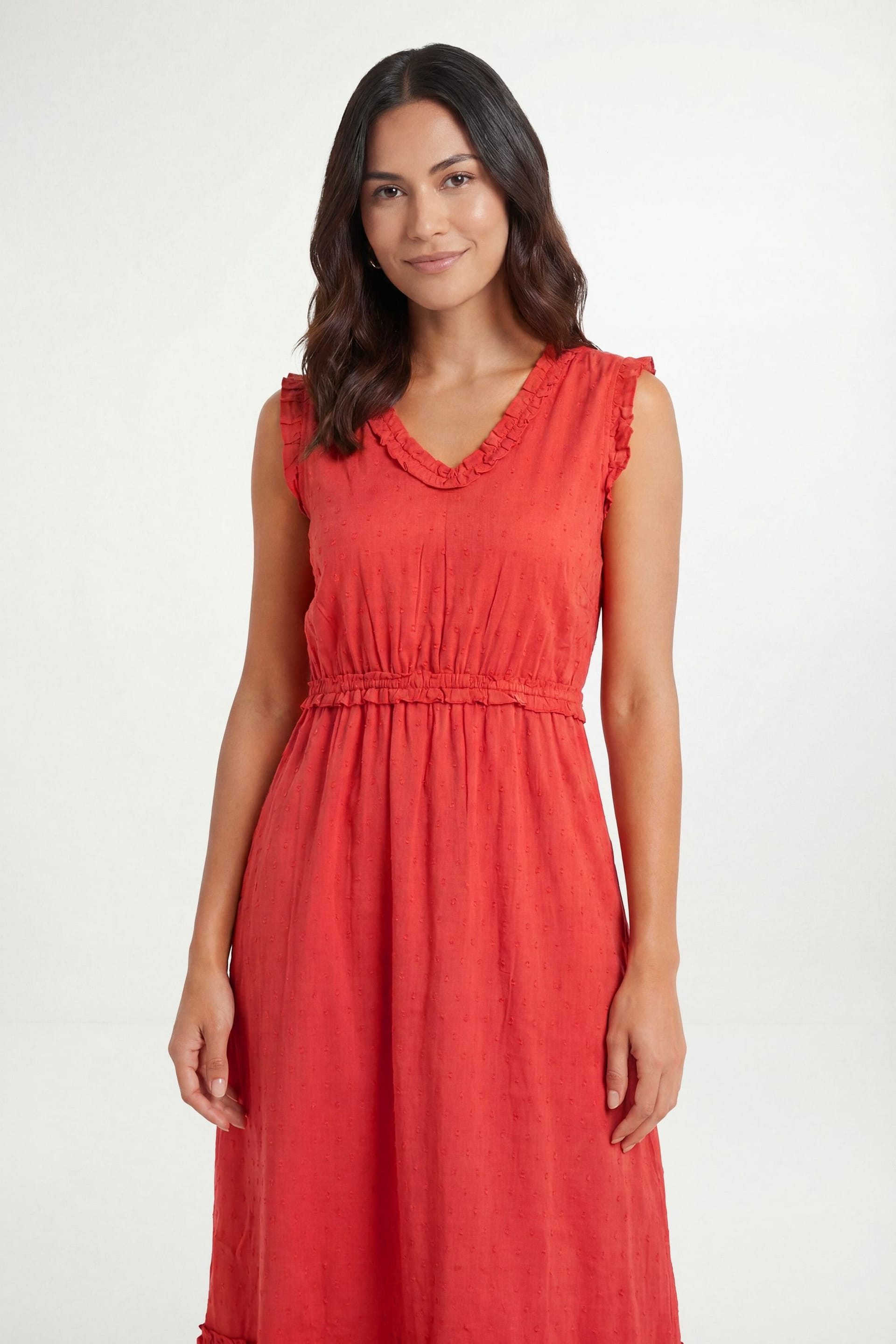 Wallis Wallis Women's Summer Cotton Dobby Maxi Dress in Red - 4