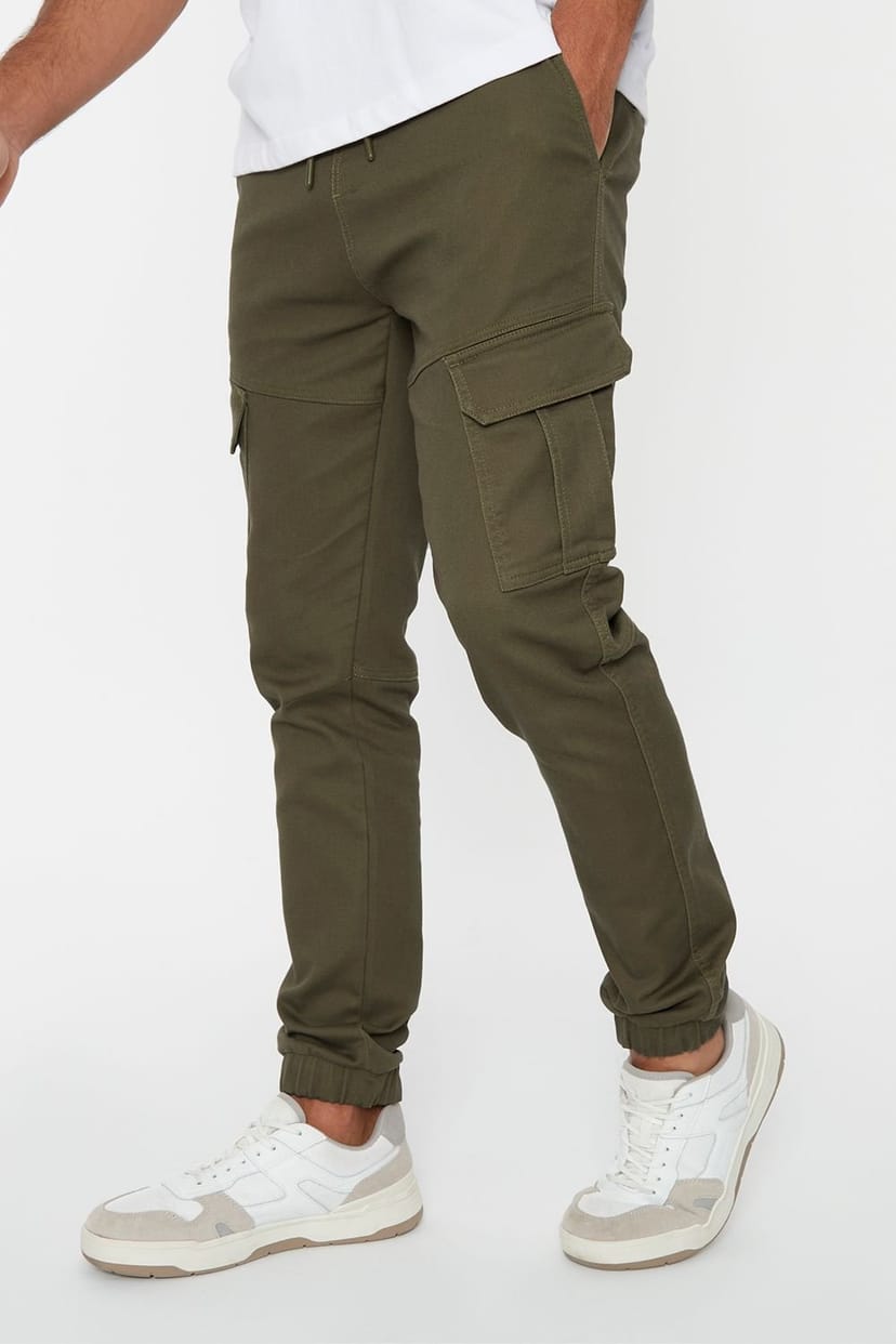 Threadbare Threadbare Men's 'Garrix' Cotton Blend Cargo Pocket Jogger Style Trousers in Khaki - 1
