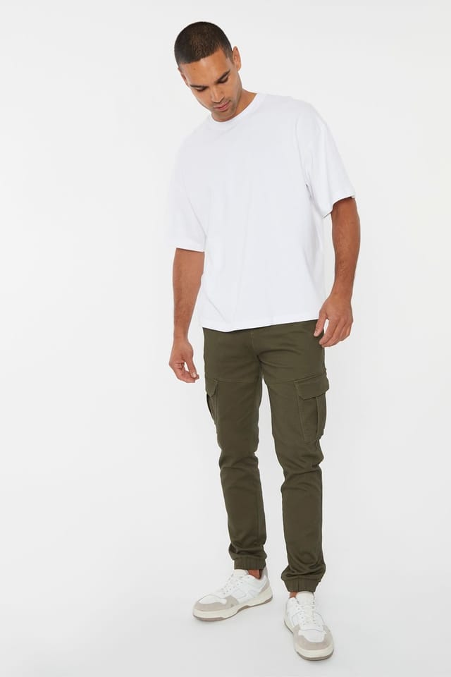 Threadbare Threadbare Men's 'Garrix' Cotton Blend Cargo Pocket Jogger Style Trousers in Khaki - 3