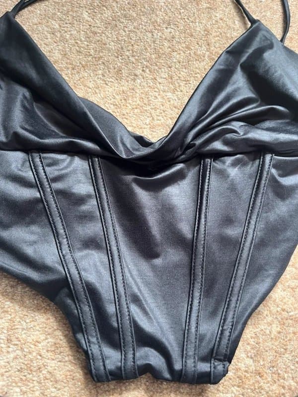 ASOS ASOS luxe satin corset top and wrap skirt bikini set