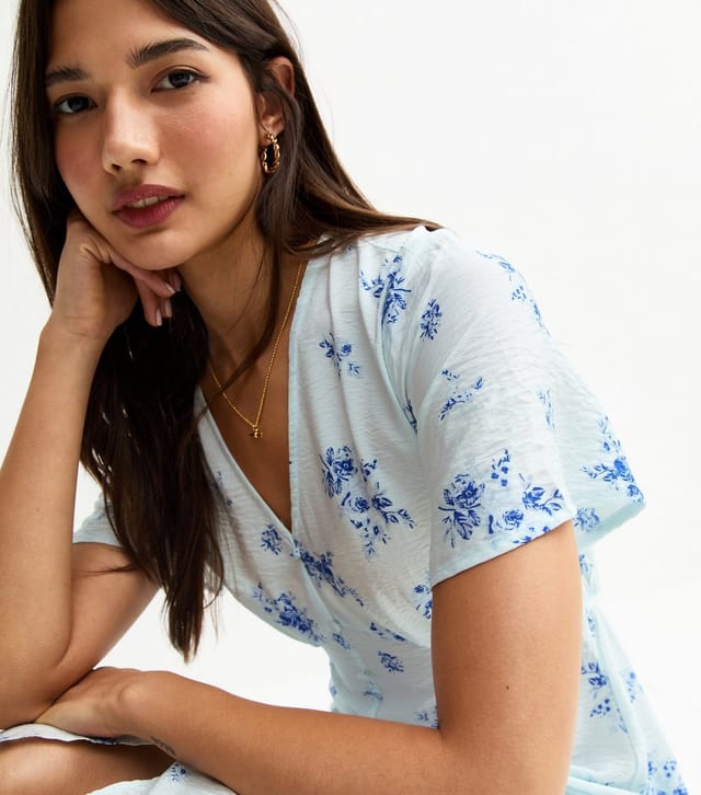 New Look Women's Blue Rose Print Button Through Midi Tea Dress New Look - 2