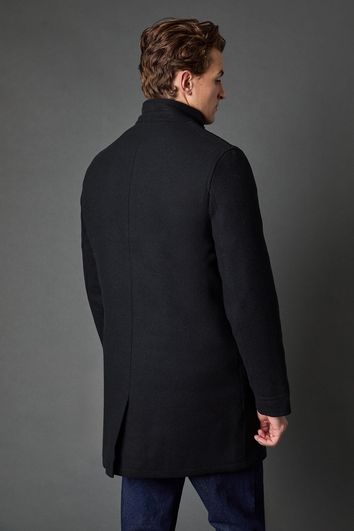 Burton Burton Men's Black Signature Funnel Neck Wool Blend Coat With Insert - 3