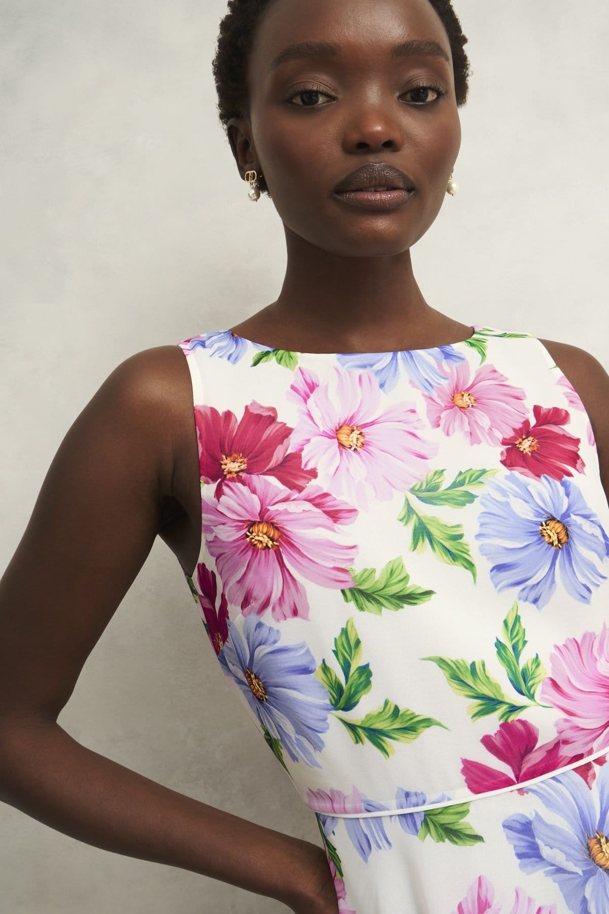 Hobbs London Hobbs London Women's Carly Sleeveless Printed Midi Dress in White - 3