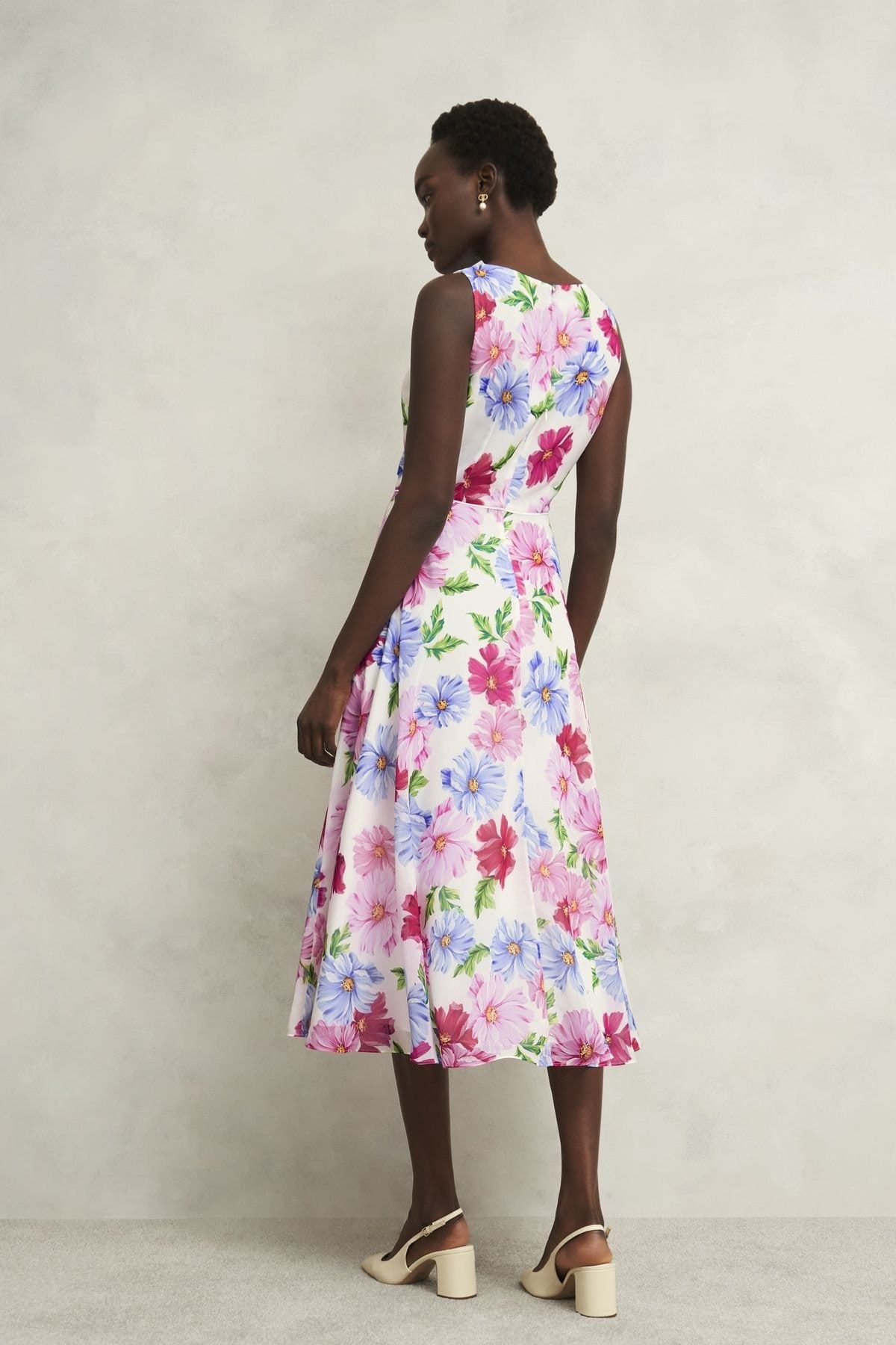 Hobbs London Hobbs London Women's Carly Sleeveless Printed Midi Dress in White - 4