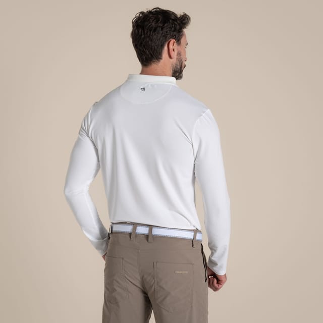Craghoppers Craghoppers Men's NosiLife Bramshaw Insect-Repellent Long Sleeved Golf Polo Shirt in White - 2