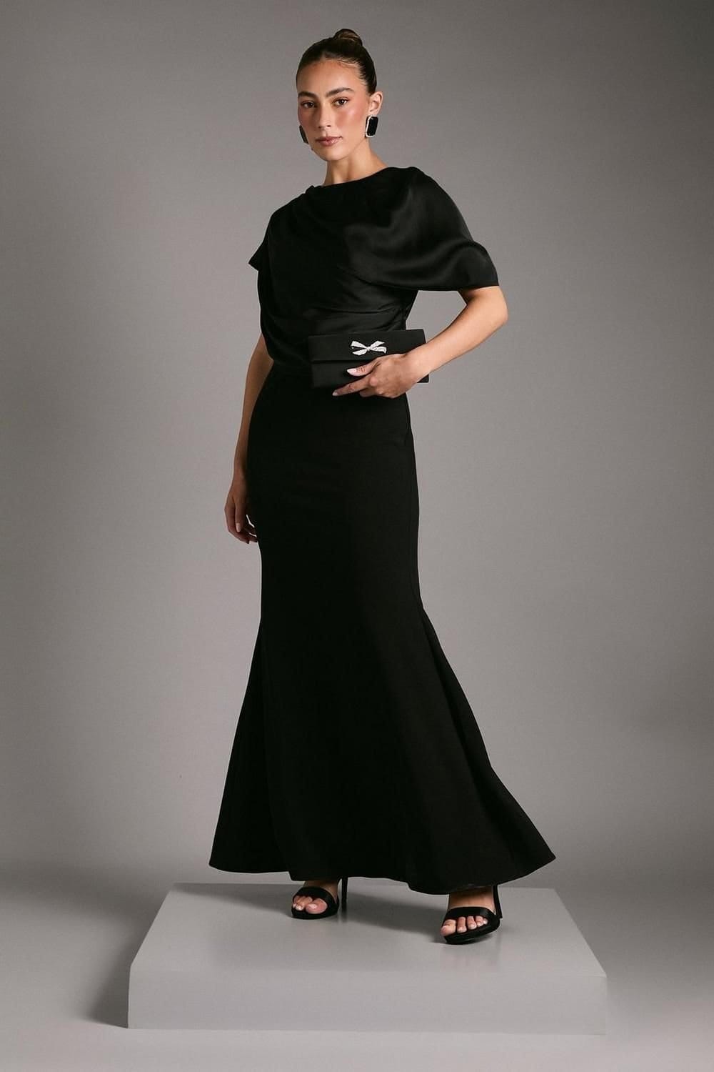 Coast Coast Women's Slinky Draped Detail Fishtail Maxi Dress in Black - 1