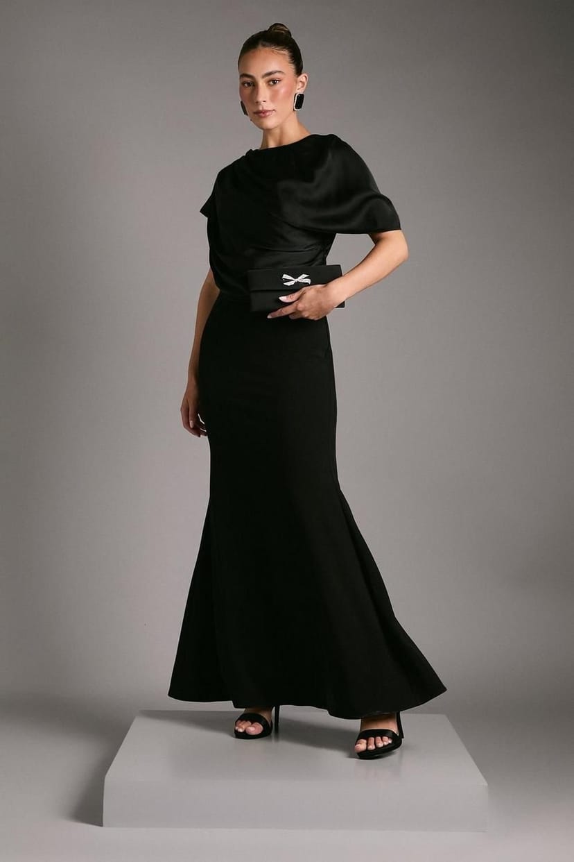 Coast Coast Women's Slinky Draped Detail Fishtail Maxi Dress in Black - 1