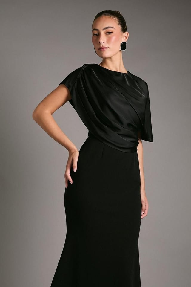 Coast Coast Women's Slinky Draped Detail Fishtail Maxi Dress in Black - 2
