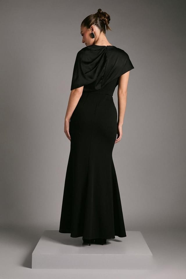 Coast Coast Women's Slinky Draped Detail Fishtail Maxi Dress in Black - 3