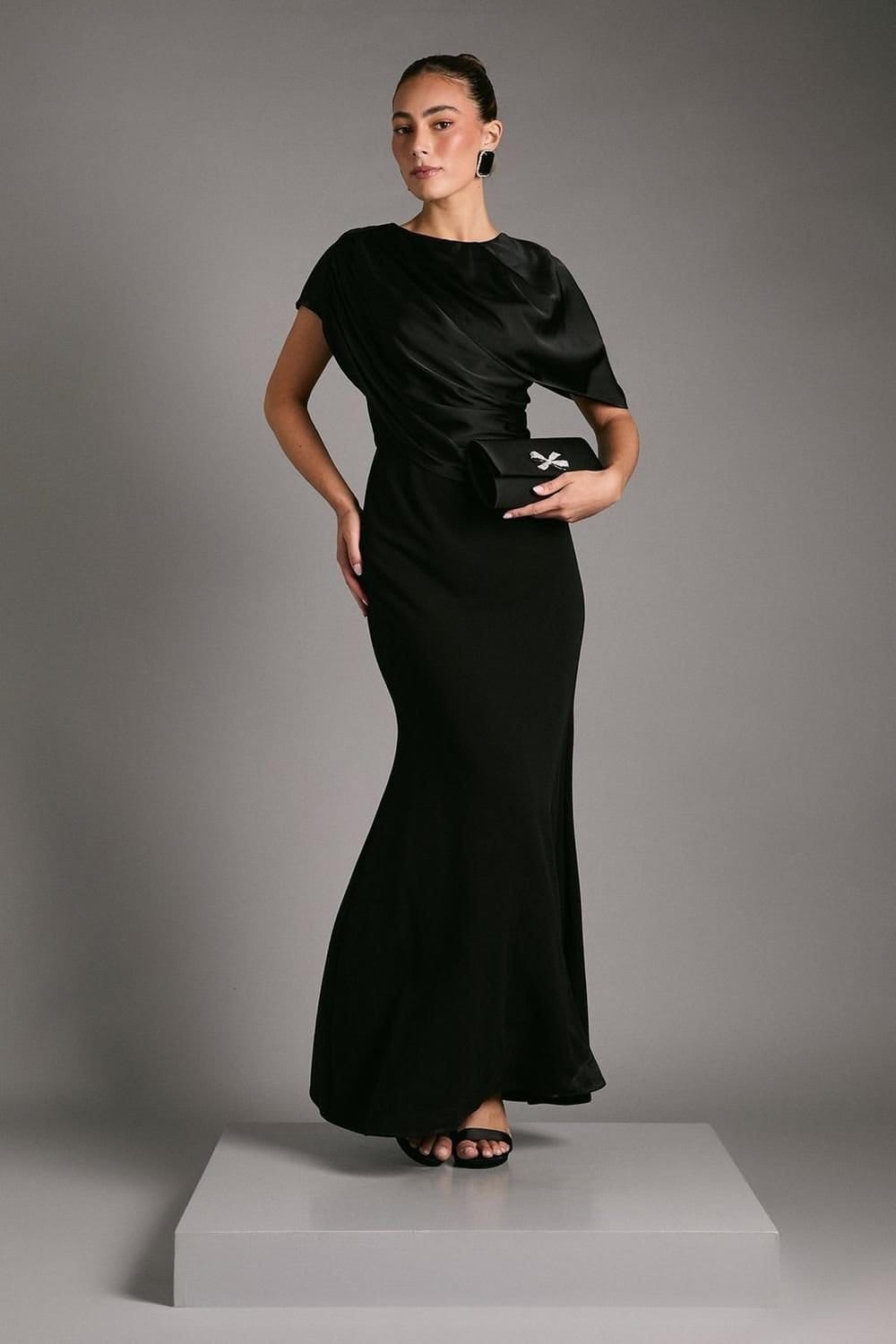 Coast Coast Women's Slinky Draped Detail Fishtail Maxi Dress in Black - 4