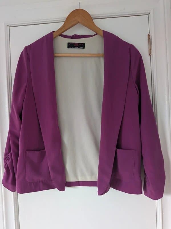 New Look Ruched sleeve purple blazer