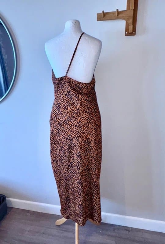 ASOS First Order Leopard Print One-Shoulder Midi Dress – Size M