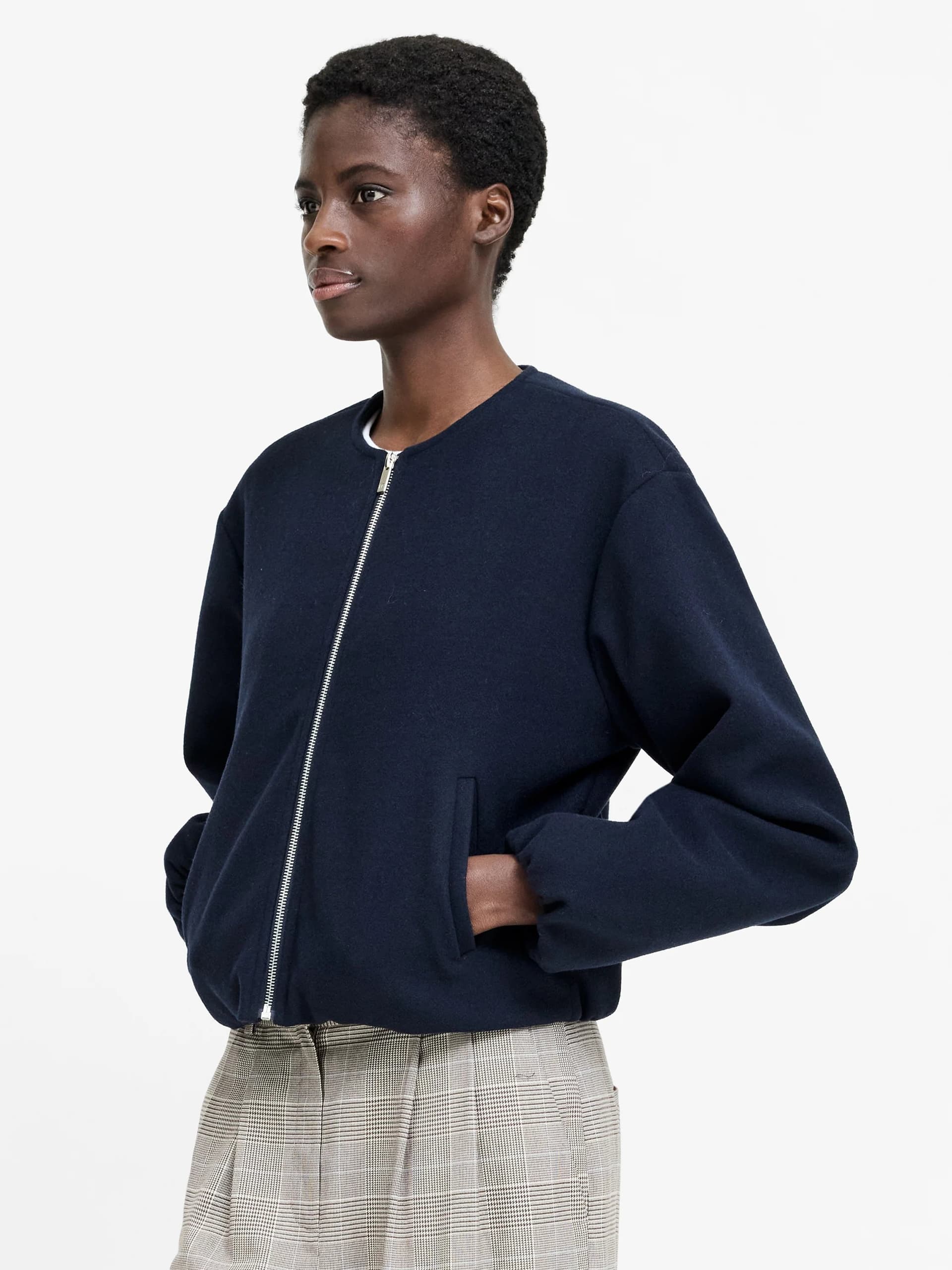 French Connection Clean Edge Navy Bomber Jacket Navy