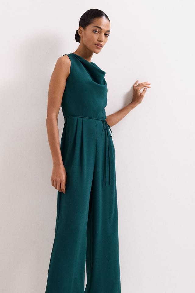 Phase Eight Phase Eight Women's Monique Cowl Neck Wide Leg Jumpsuit in Teal - 3