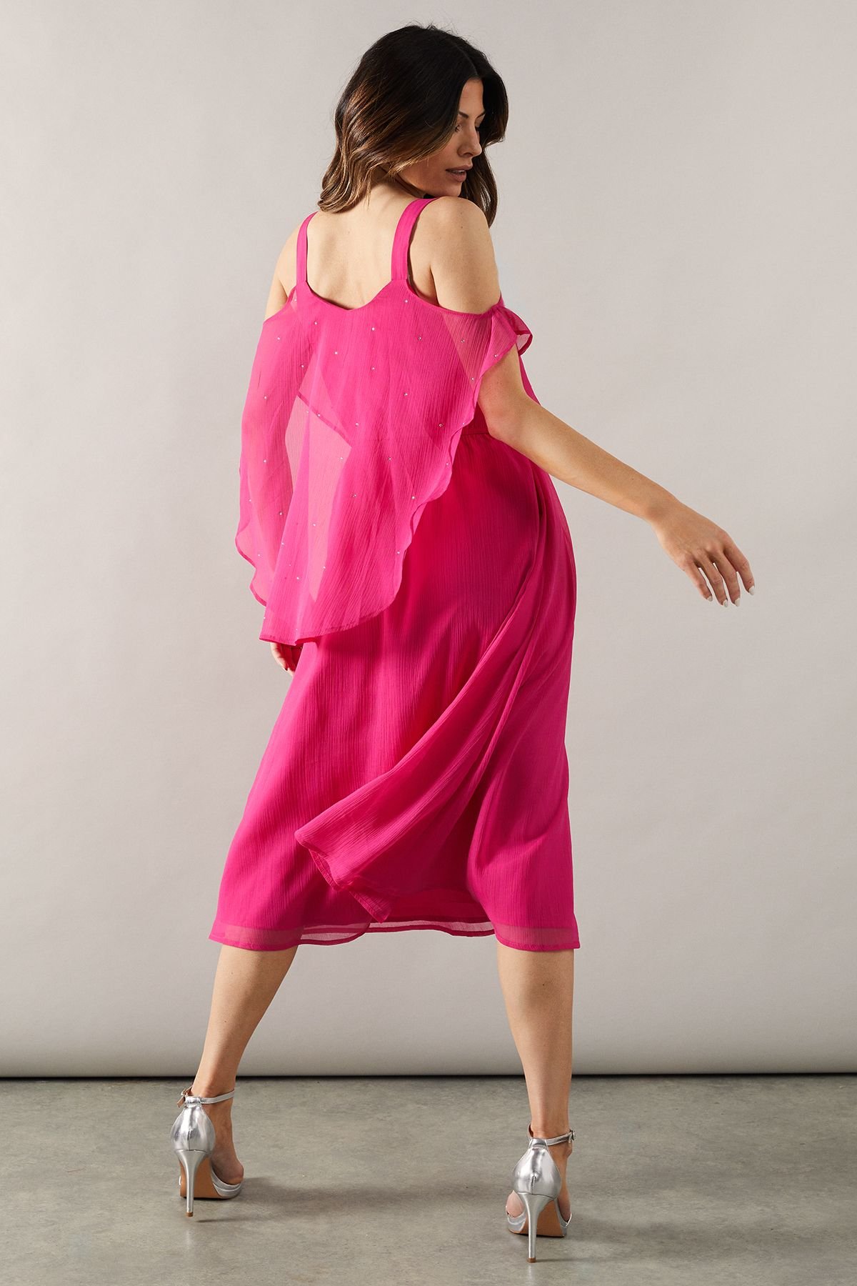 Wallis Wallis Women's Occasion Hotfix Overlay Midi Dress in Magenta - 3