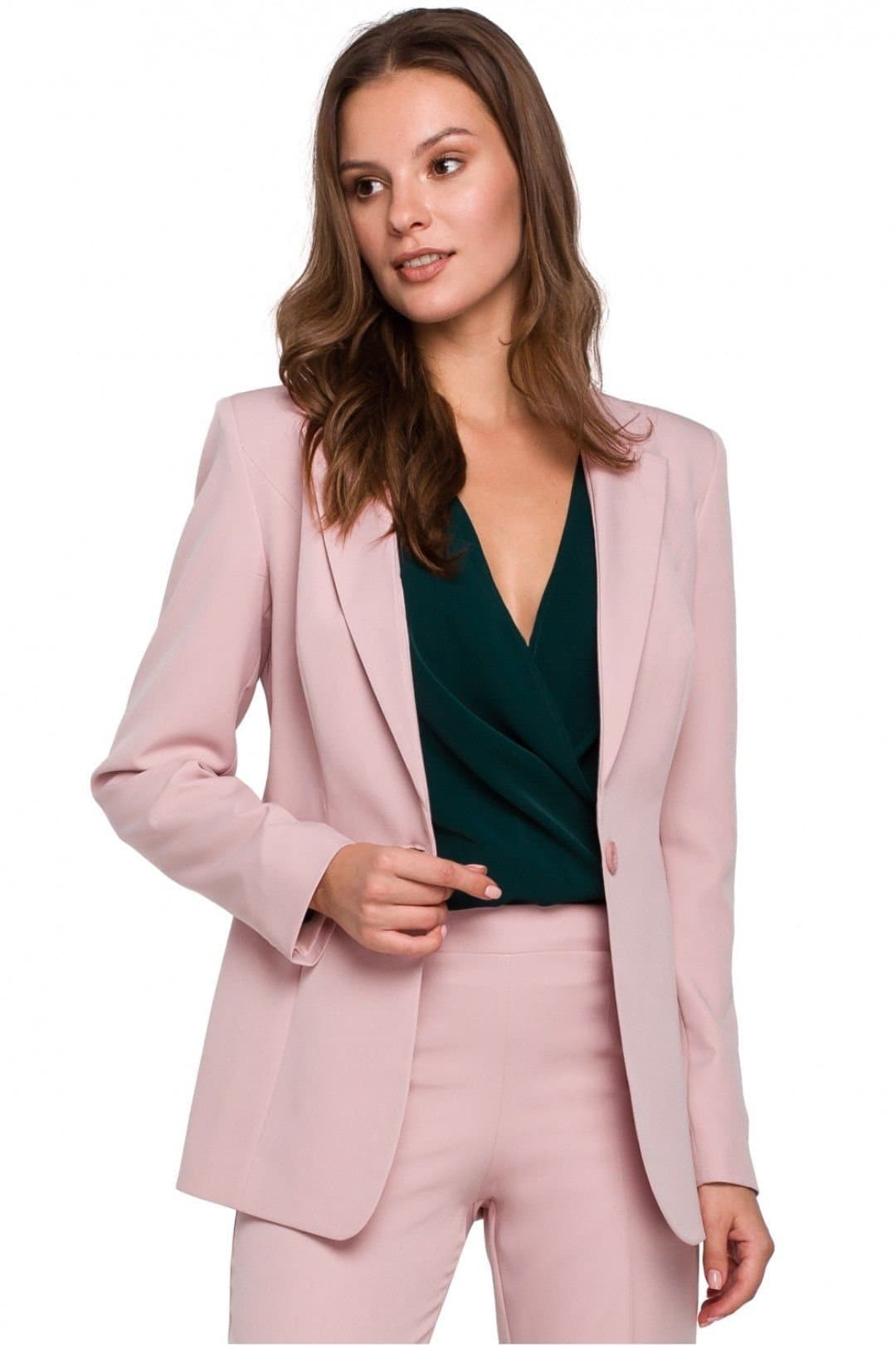 Love Lace Love Lace Women's One Button Lined Slim Fit Jacket in Pink