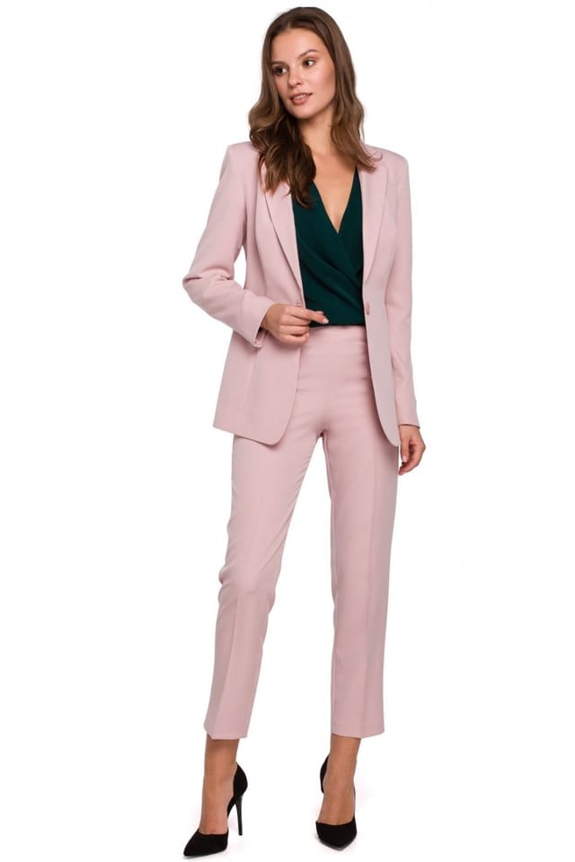 Love Lace Love Lace Women's One Button Lined Slim Fit Jacket in Pink - 2