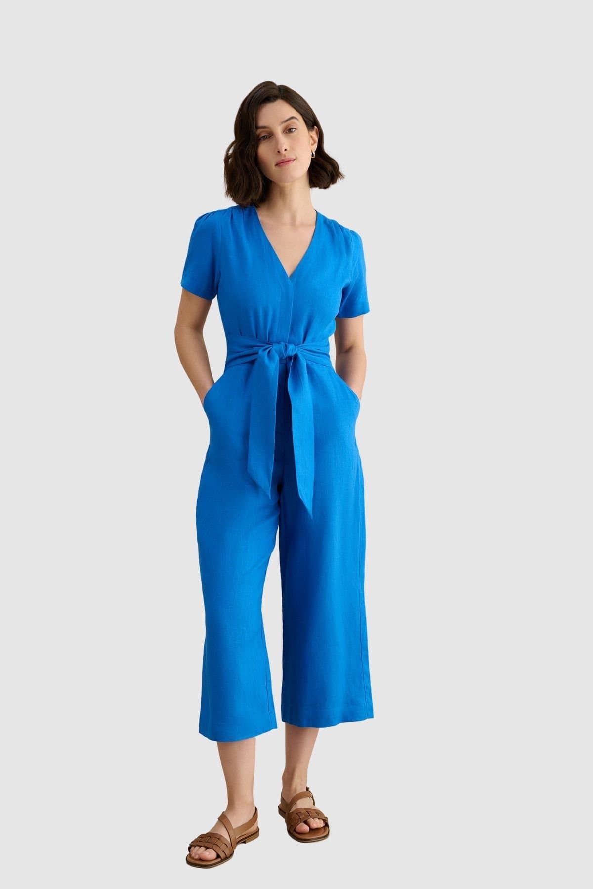 Hobbs London Hobbs London Women's Evie V-Neck Cropped Jumpsuit in Cobalt