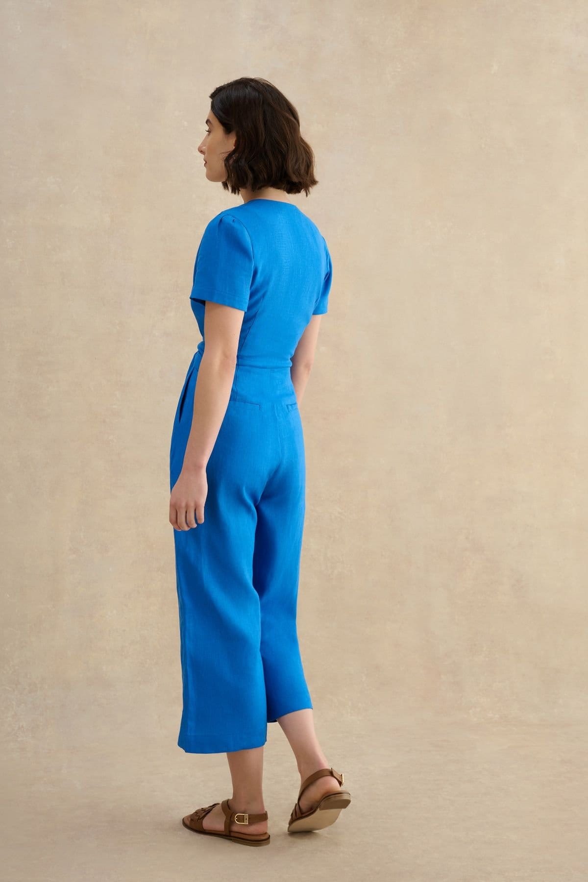 Hobbs London Hobbs London Women's Evie V-Neck Cropped Jumpsuit in Cobalt - 4