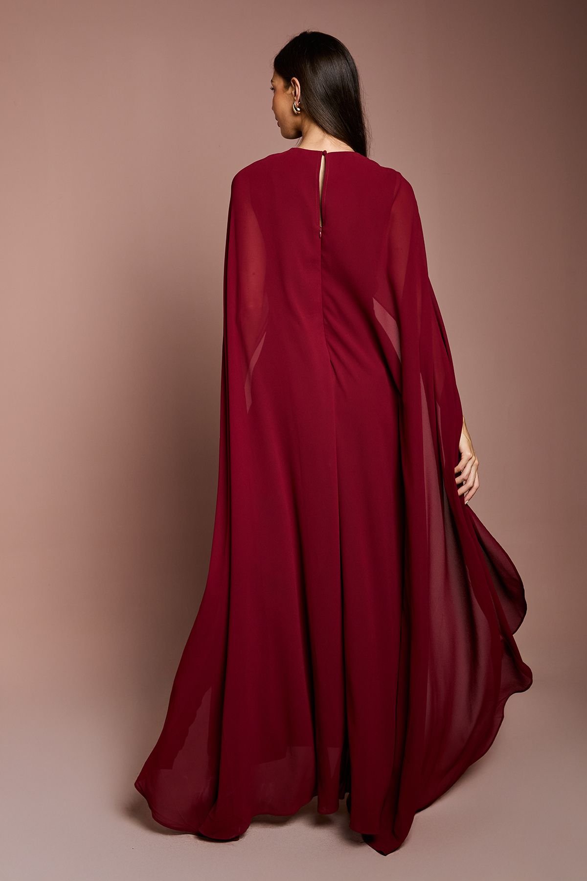 Coast Coast Women's Cape Sleeve Maxi Dress in Wine - 3