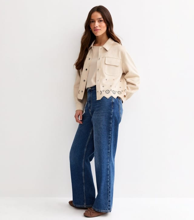 New Look Women's Petite Stone Cutwork Faux Suede Shacket New Look - 3