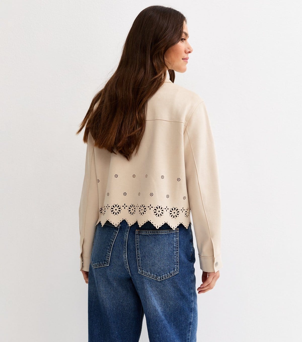 New Look Women's Petite Stone Cutwork Faux Suede Shacket New Look - 4