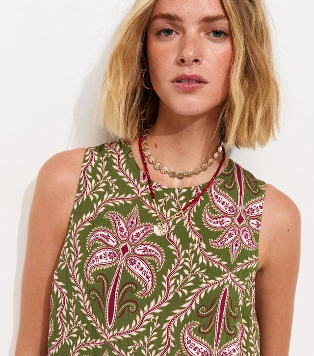New Look Women's Green Palm Tree Print Sleeveless Top New Look - 2