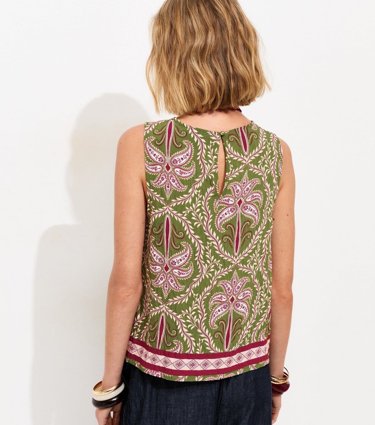 New Look Women's Green Palm Tree Print Sleeveless Top New Look - 4