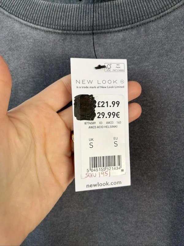 New Look New look - sweatshirt - size uk s - grey