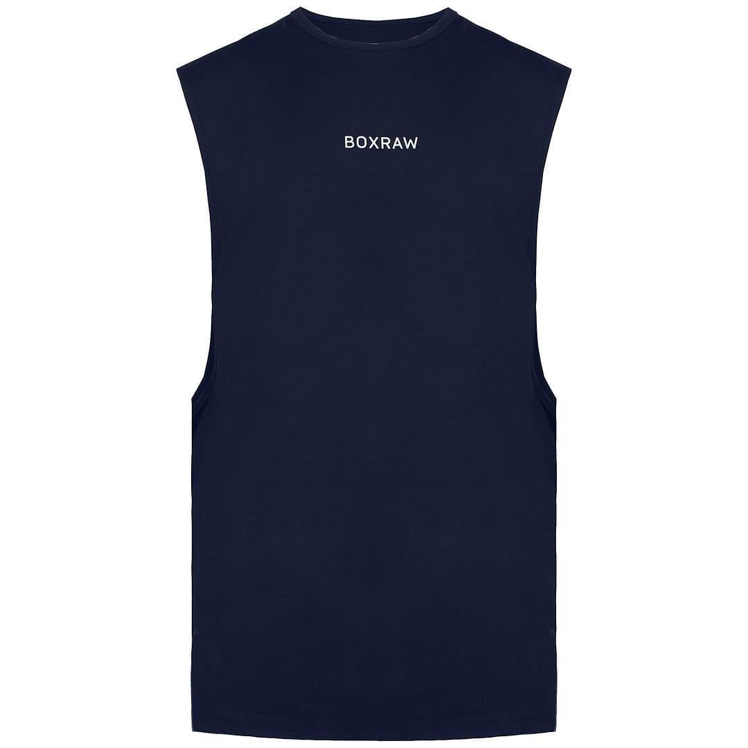 BoxRaw BoxRaw Navy Blue Sleeveless Relaxed Fit Muscle Tank Top