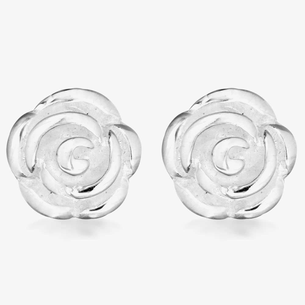 T.H.Baker T.H.Baker Women's Silver Rose Stud Earrings 8.58.6072