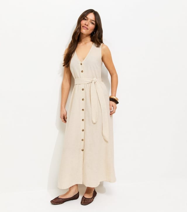 New Look Women's Petite Cream V-Neck Button Through Midi Dress New Look - 3