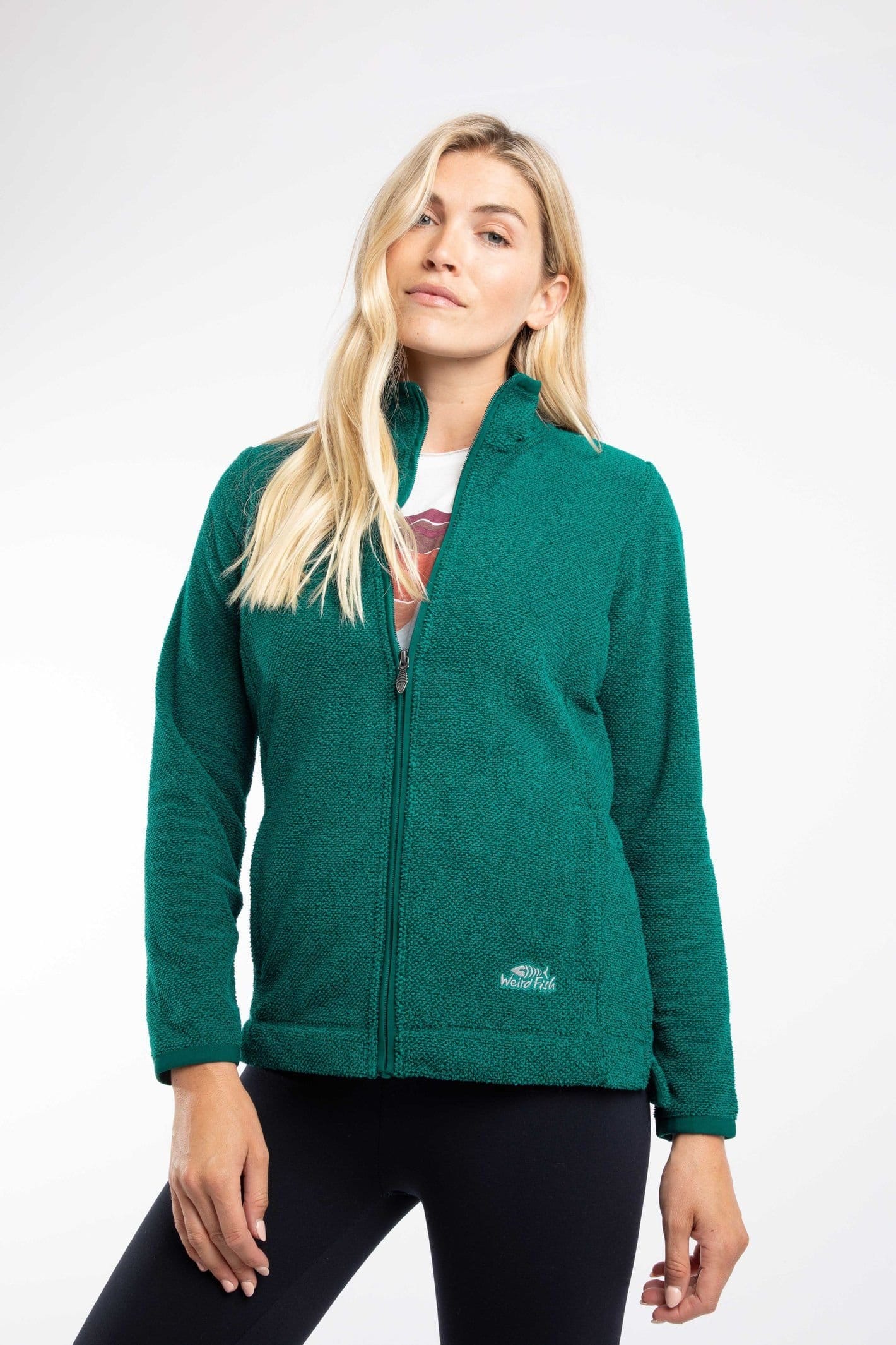 Weird Fish Weird Fish Women's Charl Textured Full Zip Fleece in Turquoise - 4