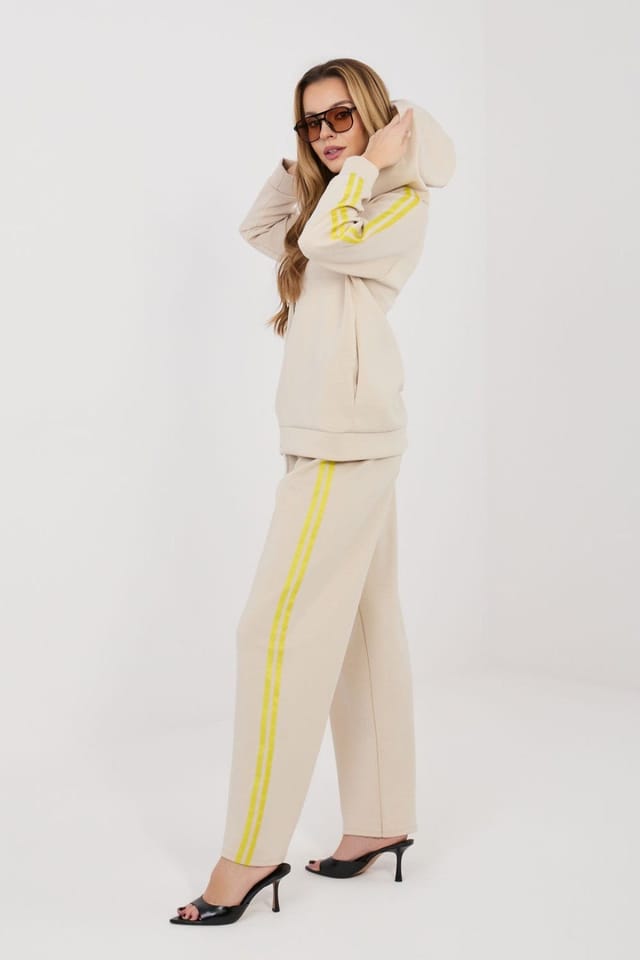 Love Lace Love Lace Women's Paris Zip Hoodie & Wide Leg Tracksuit in Beige - 2