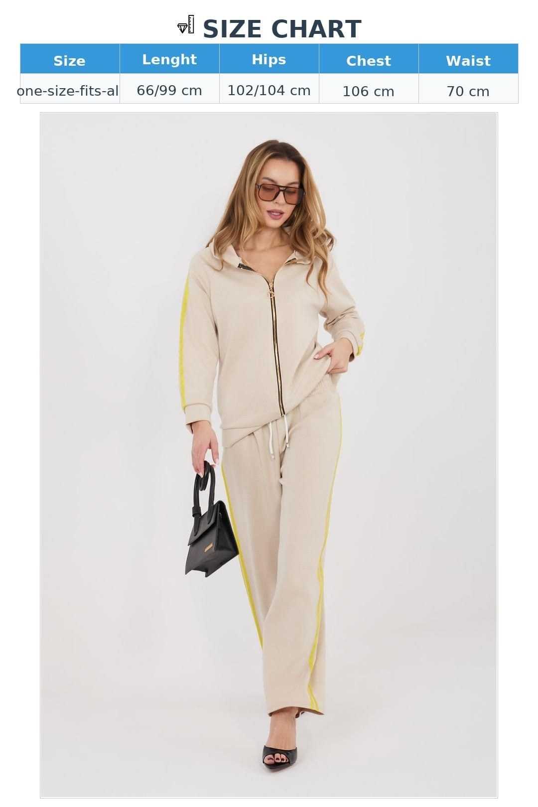 Love Lace Love Lace Women's Paris Zip Hoodie & Wide Leg Tracksuit in Beige - 4