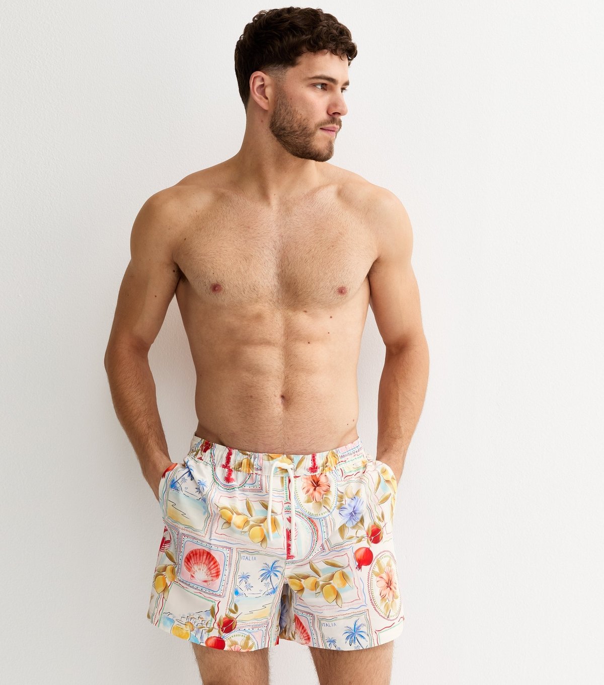 New Look Men's Multicoloured Regular Mediterranean Swim Shorts New Look - 1