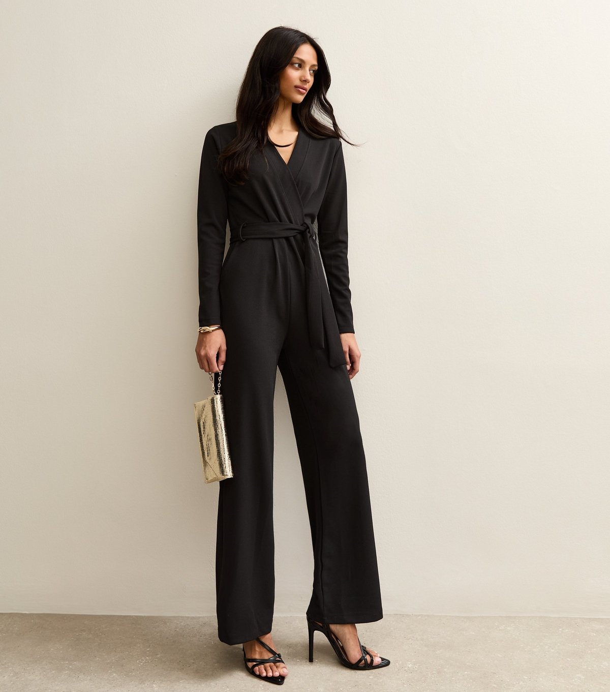 Gini London Women's Jersey Wrap Elasticated Waist Jumpsuit Gini London New Look - 1