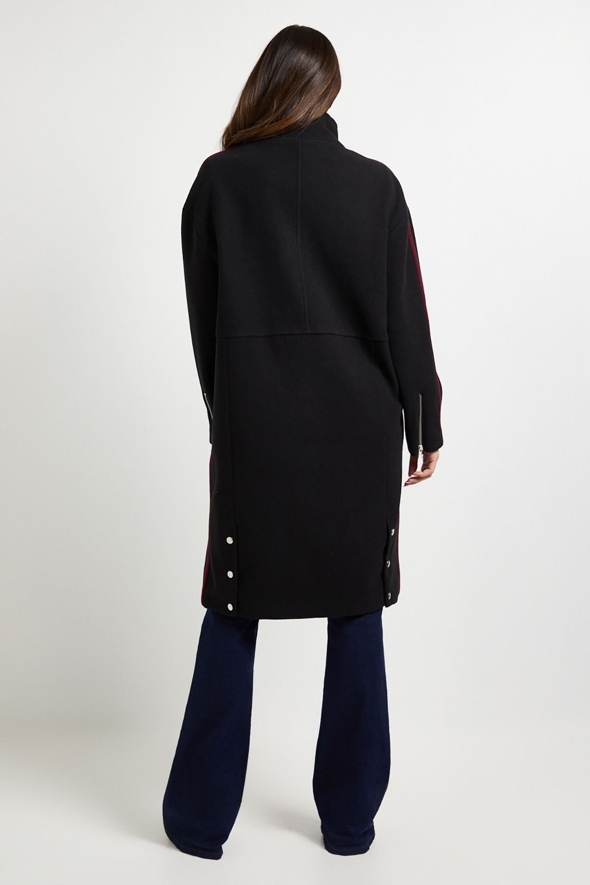 Wallis Wallis Women's Principles by Contrast Stripe Coat in Black - 3