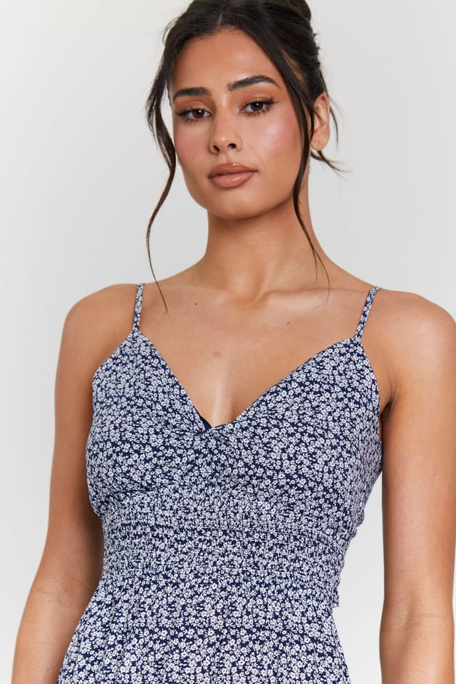 South Beach South Beach Women's Strappy Tiered Dress with Tie Back Detail in Navy - 2