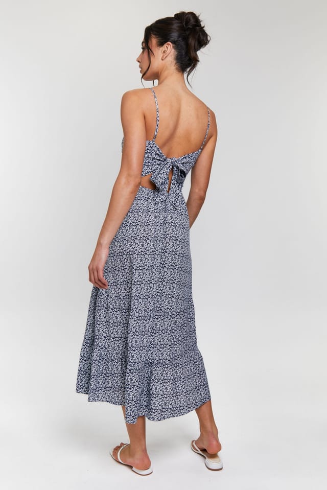 South Beach South Beach Women's Strappy Tiered Dress with Tie Back Detail in Navy - 3
