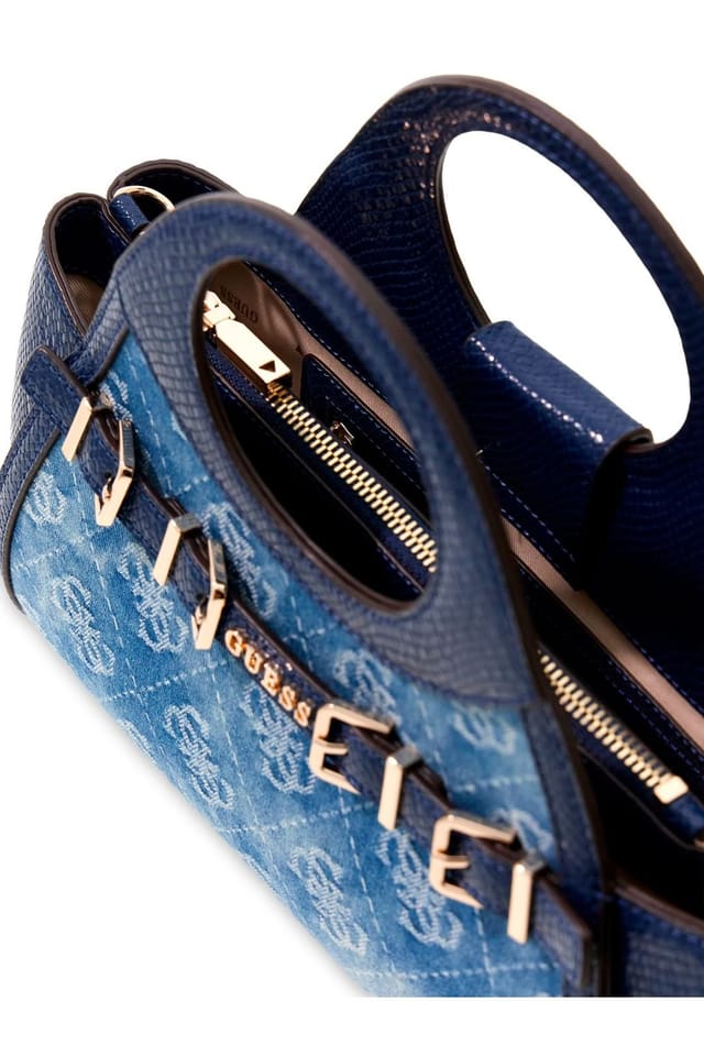 Guess Guess Women's Dovie Small Girlfriend Satchel Denim in Blue - 3