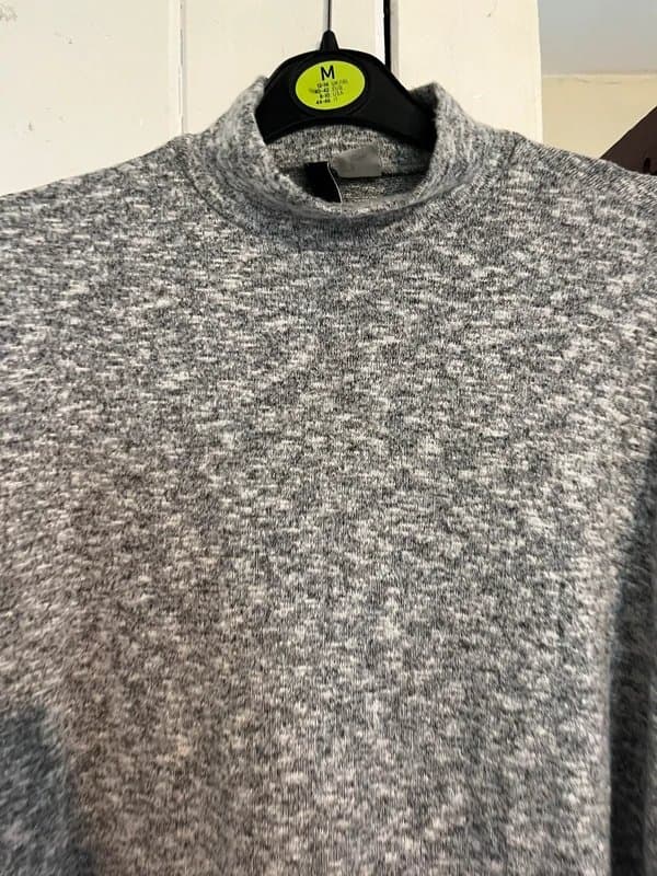 ASOS H&M Grey Marl High Neck Long Sleeve Top – Size S