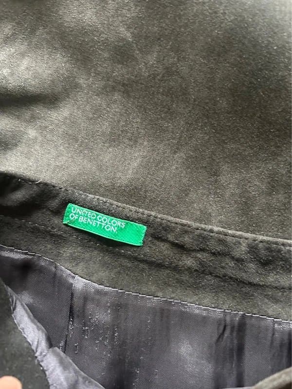 United Colors of Benetton 🌿 United Colors of Benetton Brown Real Leather Suede Midi Skirt UK 14 EU 42 Vintage Boho