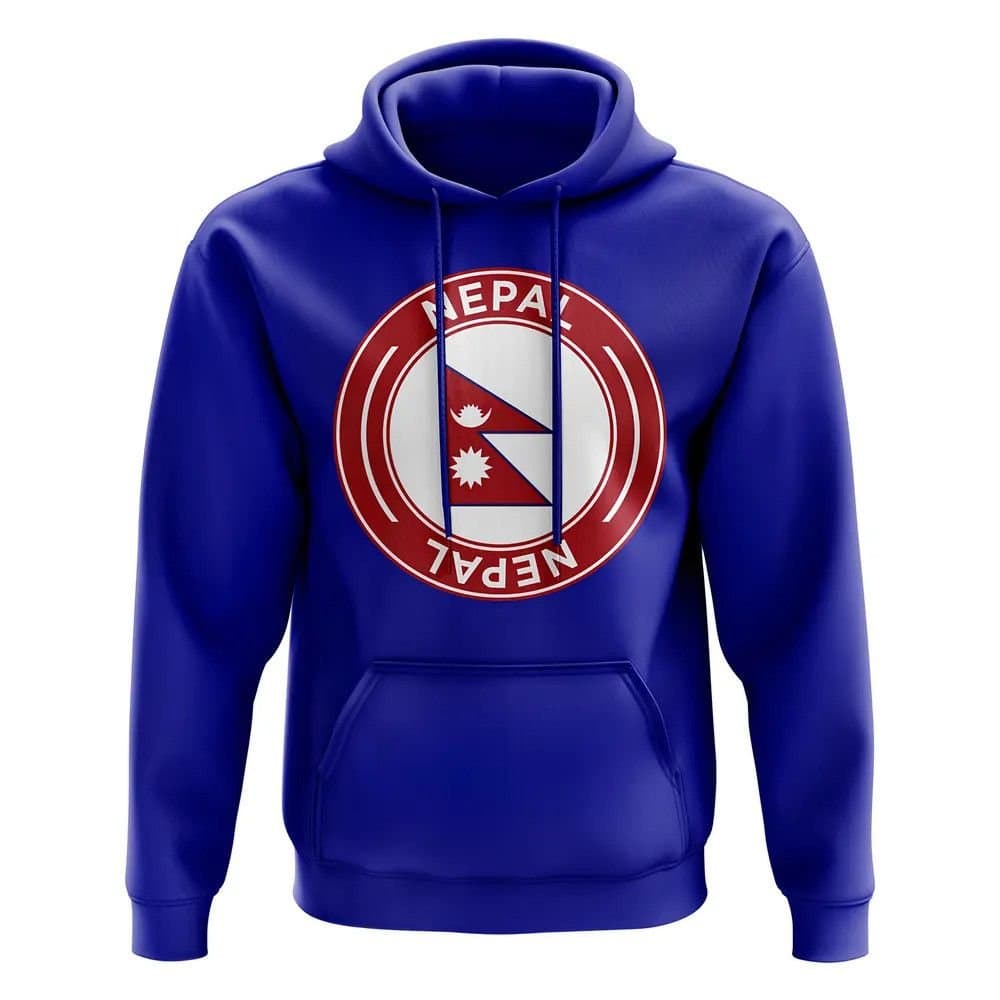 Nepal Nepal Men's Personalised Football Badge Hoodie Royal in Blue