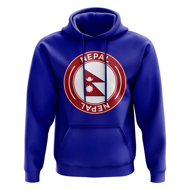 Nepal Nepal Men's Personalised Football Badge Hoodie Royal in Blue - 2