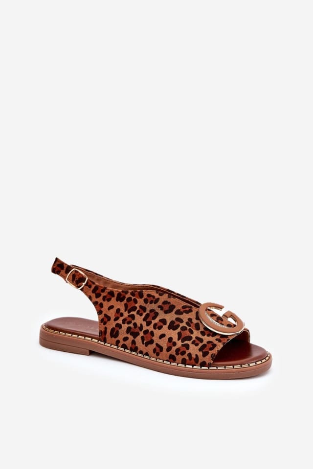 Love Lace Love Lace Women's Flat Embellished Sandals with Adjustable Buckle Strap Fit in Brown - 2