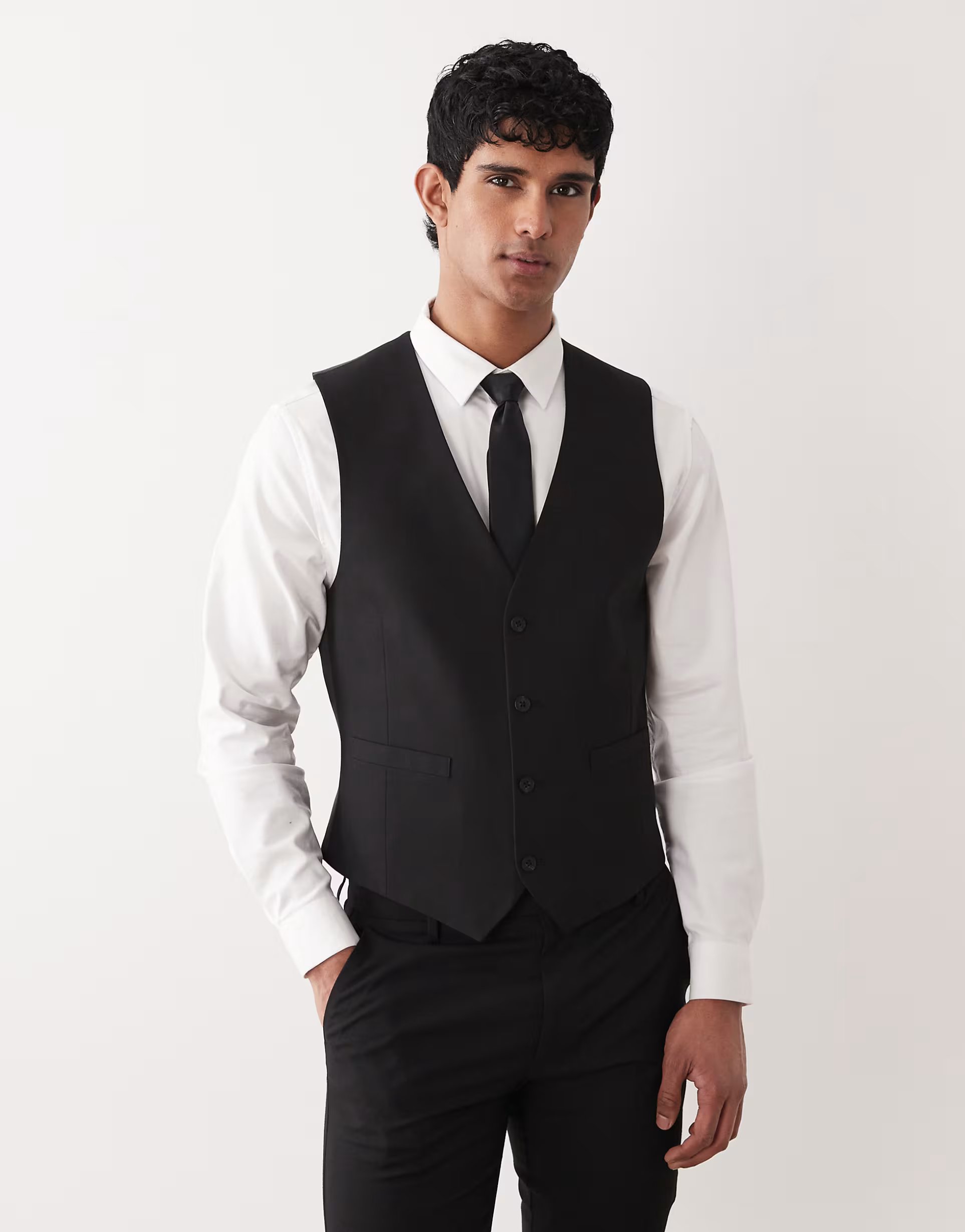 ASOS ASOS DESIGN skinny suit waistcoat in black - 1
