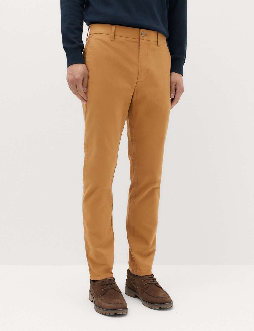 Marks & Spencer M&S Slim Fit Cotton Rich Stretch Chinos Butterscotch