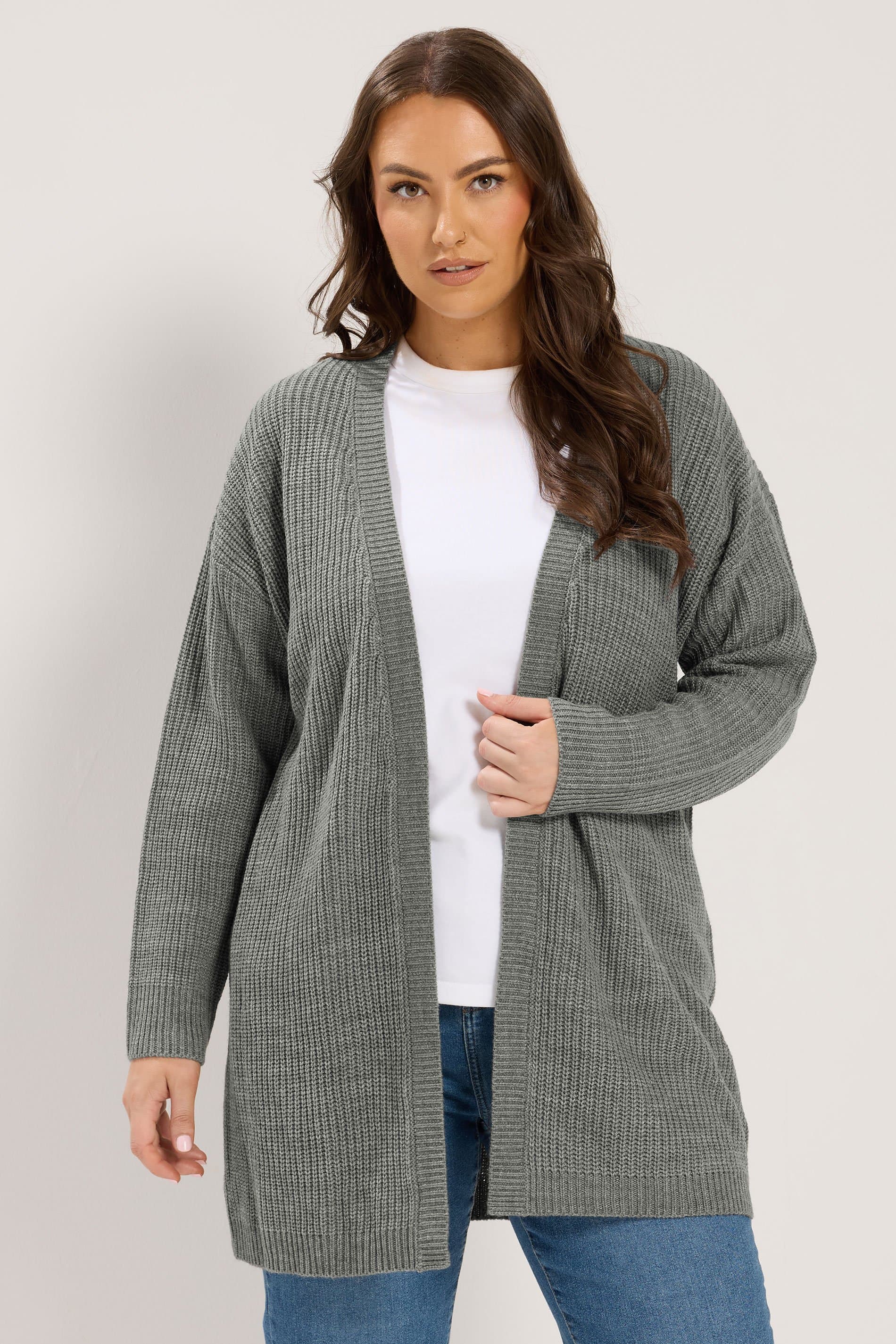 Yours Plus Size Grey Knitted Cardigan